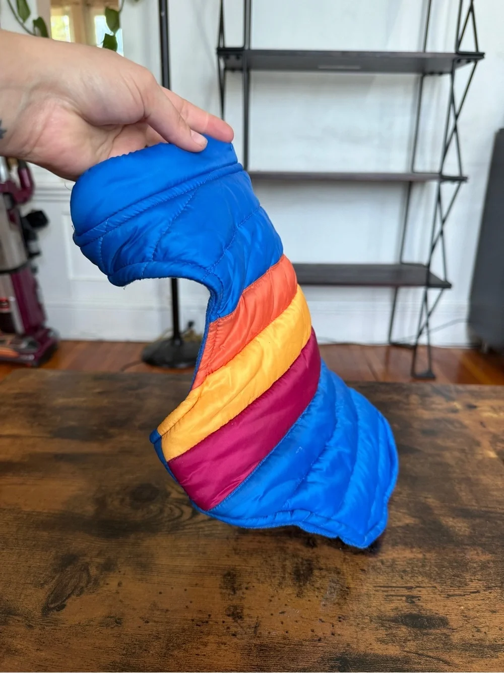 Top Paw dog Colorblock Puffer Vest in Blue, Pink, Yellow, Orange size small